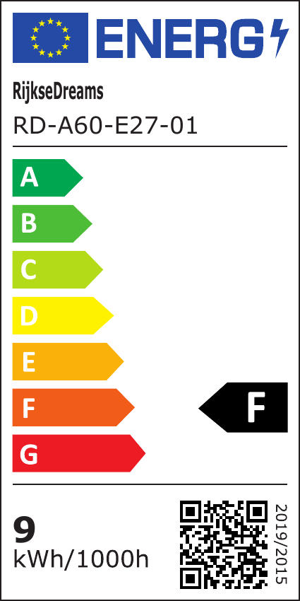 Full EPREL energy label for Smart lighting starter kit, energy class F
